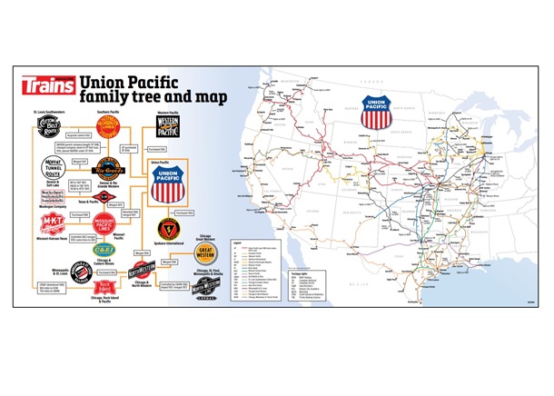 Union Pacific Railroad Map and Family Tree Poster