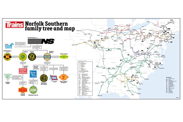 Norfolk Southern Railroad Map and Family Tree Poster