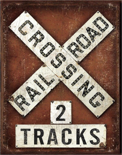 Railroad Crossing 2 Tracks Metal Sign