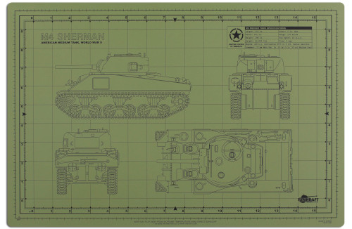 Tankraft Sherman Tank Model Builder's Cutting Mat - 12x18