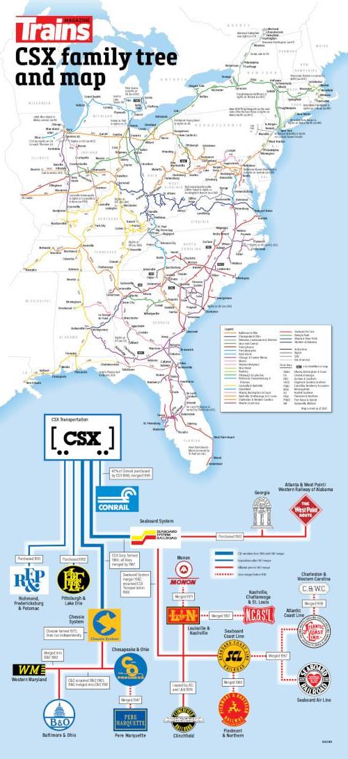 CSX Railroad Map and Family Tree Poster