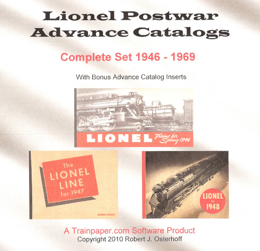 Lionel Postwar Advance Catalogs - Complete Set 1946-1969 DVD